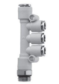 7542 6-4-1/4 Racor plástico súper-rápido compact multi Te reducido giratorio macho diam 6 diam 4 G1/4