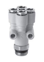 7572 6-1/8 Racor plástico súper-rápido compact Y doble giratorio macho diam 6 G1/8