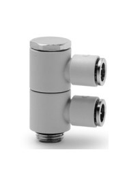 7612 02-6-1/8 Racor plástico súper-rápido compact doble giratorio con anillo individual diam 6 G1/8