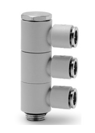 7612 03-6-1/4 Racor plástico súper-rápido compact triple giratorio con anillo individual diam 6 G1/4