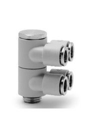 7642 02-10-1/4 Racor plástico súper-rápido compact doble giratorio con anillo doble diam 10 G1/4