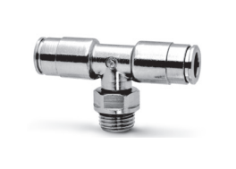 8432 8-1/4 Racor metálico súper-rápido doble sujeción Te giratorio macho diam 8 G1/4