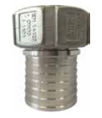 [CFSFSS13S] Acople rosca hembra BSPP EN 14420-2 con espiga dentada, cuello de seguridad y tuerca loca - junta PTFE SS AISI 316 25bar DN13 1/2"