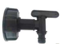 Rosca hembra IBC con codo de salida y QuickConnector - junta de espuma PE - polipropileno S60x6