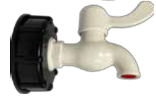 [CFIBCF60TAP-W] Rosca hembra IBC con codo de salida y QuickConnector - junta de espuma PE - polipropileno S60x6