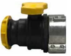 [CFIBCBVNPTM50-P] Válvula de bola IBC 2" negro poliuretano PTFE S75x6 NPT DN50 amarillo