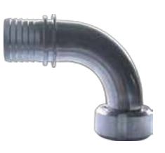 [CFSFSS75S-90] 90º Acople rosca hembra BSPP EN 14420-2 con espiga dentada y cuello de seguridad - junta PTFE SS AISI 316 25bar DN75 3"