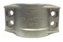 [CFDC100X8SS] Abrazadera de seguridad EN 14420-3 SS AISI 316 DN100 25bar 100*8 114-119 M10x40 - Tornillos en acero inoxidable