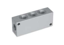 [CF20206543] 3043 1/4-5D-1/8 Colector 2 entradas G1/4 y 5x2 salidas contrapuestas G1/8
