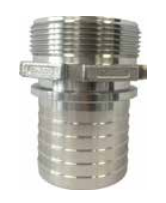 [CFSMSS32S-NPT] Acople rosca macho NPT EN 14420-2 con espiga dentada y cuello de seguridad SS AISI 316 25bar DN32 1 1/4"