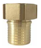 [CFSFBR32S] Acople rosca hembra BSPP EN 14420-2 con espiga dentada, cuello de seguridad y tuerca loca - junta PTFE - latón 25bar DN32 1 1/4"